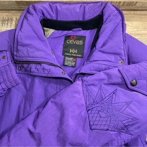 Vintage Cevas by Helly Hansen‎ Ski Snow Hooded Insulated Jacket Men's XL Purple